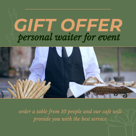 Personal Waiter In Cafe As Gift Proposal Animated Post Design Template