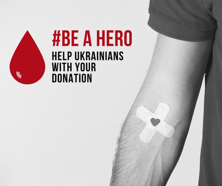 Blood Donation Motivation during War in Ukraine Facebook Design Template