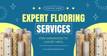 Ad of Expert Flooring Services with Various Surface Samples Facebook AD Design Template