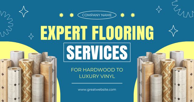Ad of Expert Flooring Services with Various Surface Samples Facebook ADデザインテンプレート