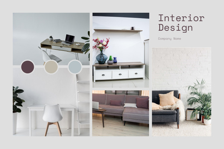 Collage of Calm Modern Interiors Mood Board Design Template