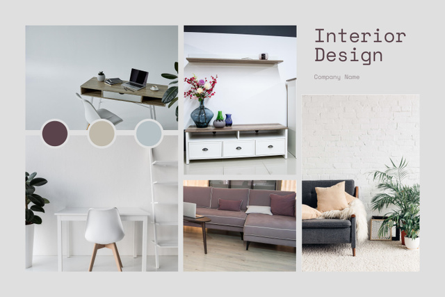 Collage of Calm Modern Interiors Mood Board tervezősablon