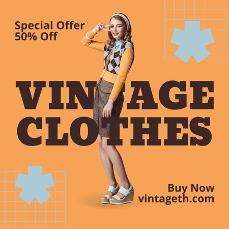 Template di design Woman in preppy vintage clothes Instagram AD