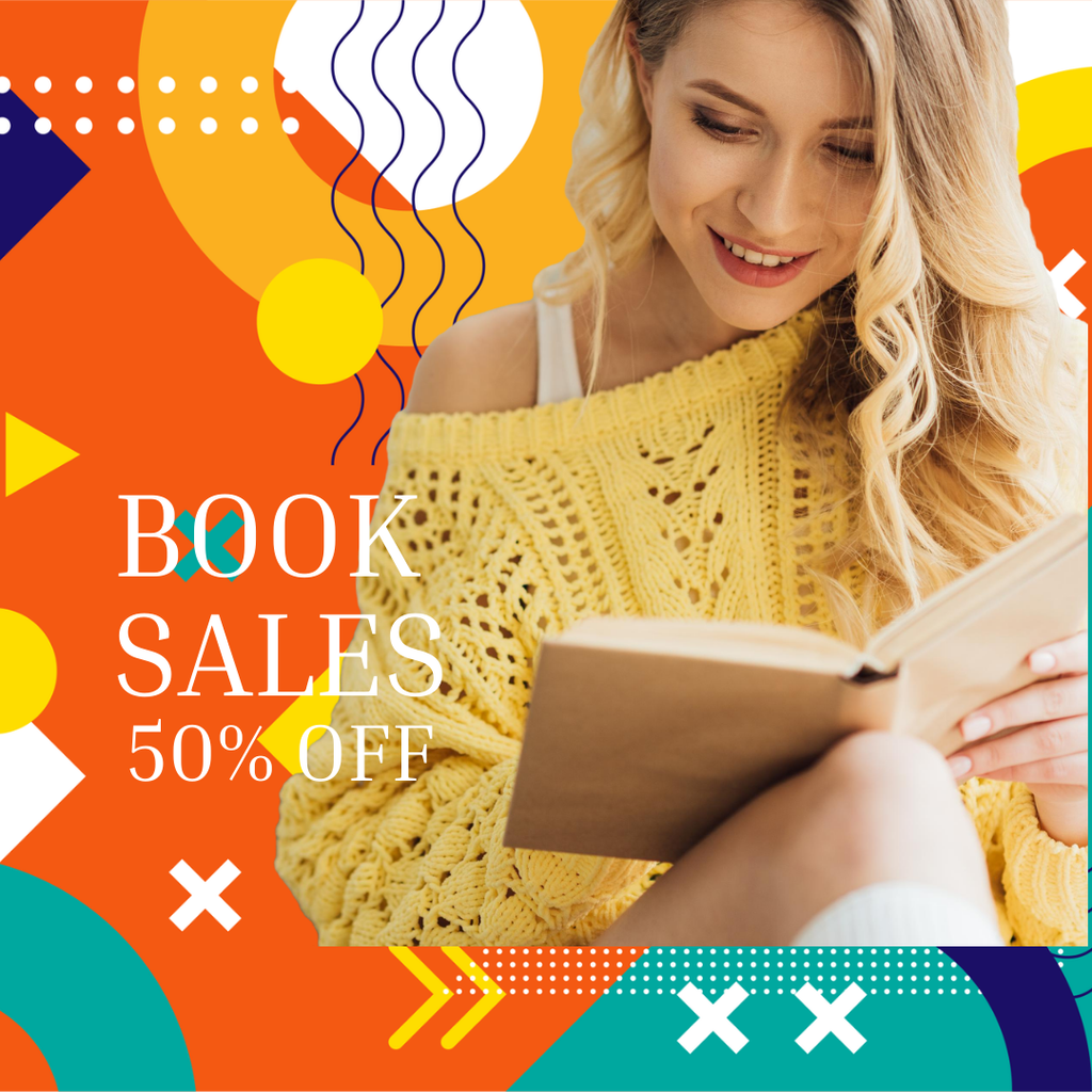 Book Sales 50% Instagram Post 1080x1080 px