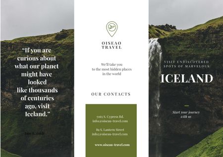 Iceland Tours Offer with Mountains and Horses Brochure Design Template