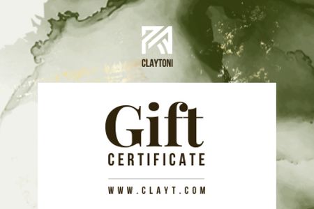 Ontwerpsjabloon van Gift Certificate van Cosmetics Offer with Green Watercolor Illustration