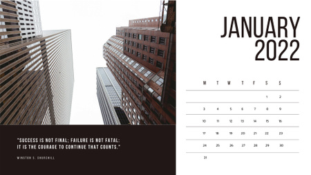 Modèle de visuel New York skyscrapers with Business quotes - Calendar