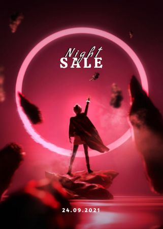 Night Sale ad with Futuristic image Flayerデザインテンプレート