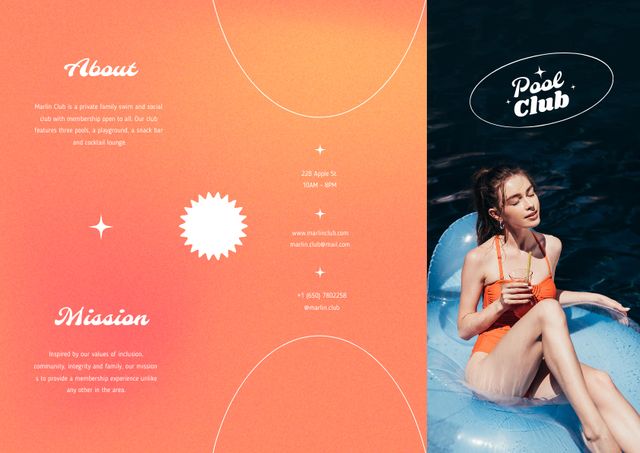 Platilla de diseño Woman resting in Pool with Beverage Brochure