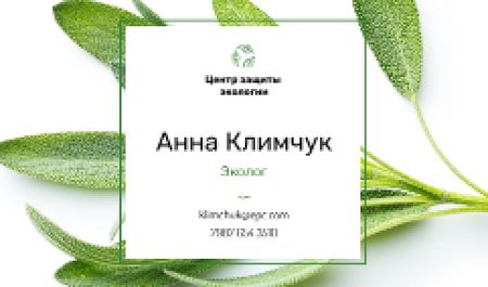 Ecologist Services with Healthy Green Herb Business card – шаблон для дизайна