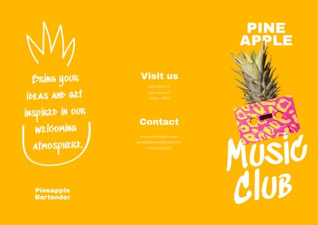 Ontwerpsjabloon van Brochure van Music Club Promotion with Pineapple