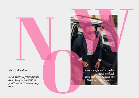 Fashion Ad with Stylish Man in Car Brochure Πρότυπο σχεδίασης