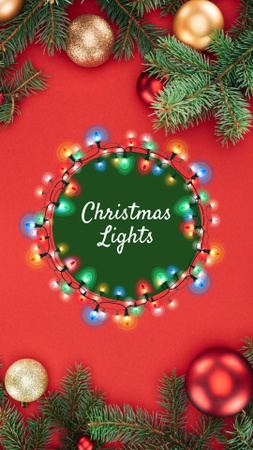 Christmas Holiday with Festive Garland Instagram Highlight Cover Tasarım Şablonu