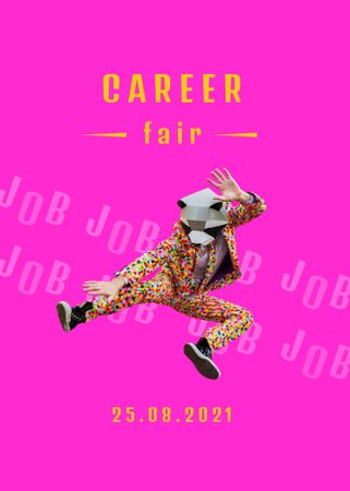 Career Fair announcement with funny man Flayer Design Template