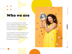Event Agency Ad with Girl Holding Yellow Balloons