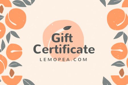 Natural Lemonade Ad with Peaches Illustration Gift Certificate Design Template