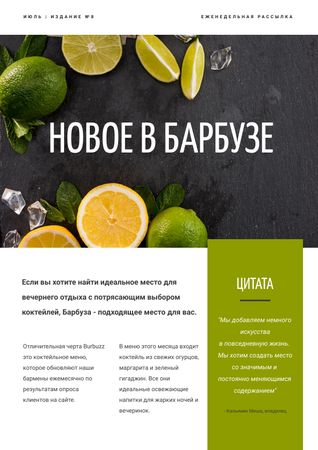 New Menu Annoucement with Fresh Lime Newsletter – шаблон для дизайна