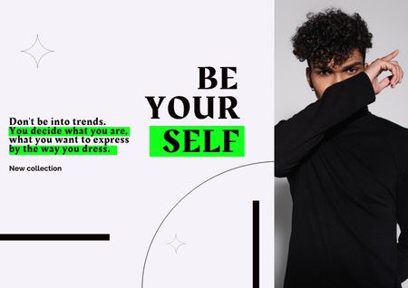 Fashion Collection Ad with Man in Black Outfit Brochure Design Template