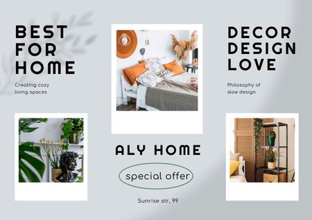 Interior Design Offer with Stylish Room Decoration Brochure Design Template