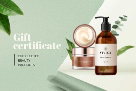 Skincare Offer with Cosmetic Products Gift Certificate Šablona návrhu