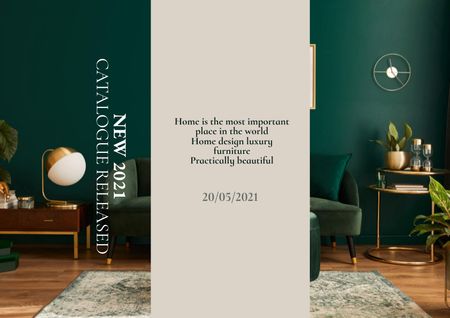 Stylish Interior in Green Tones Brochure Modelo de Design