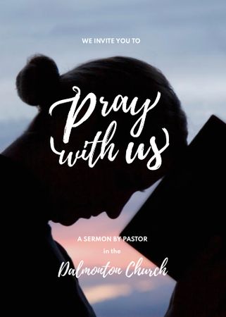 Silhouette of Woman praying with Bible Flayer – шаблон для дизайну