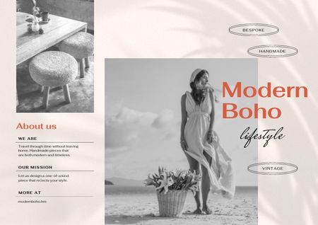 Modern Interior Offer with Garden Table Brochure Πρότυπο σχεδίασης