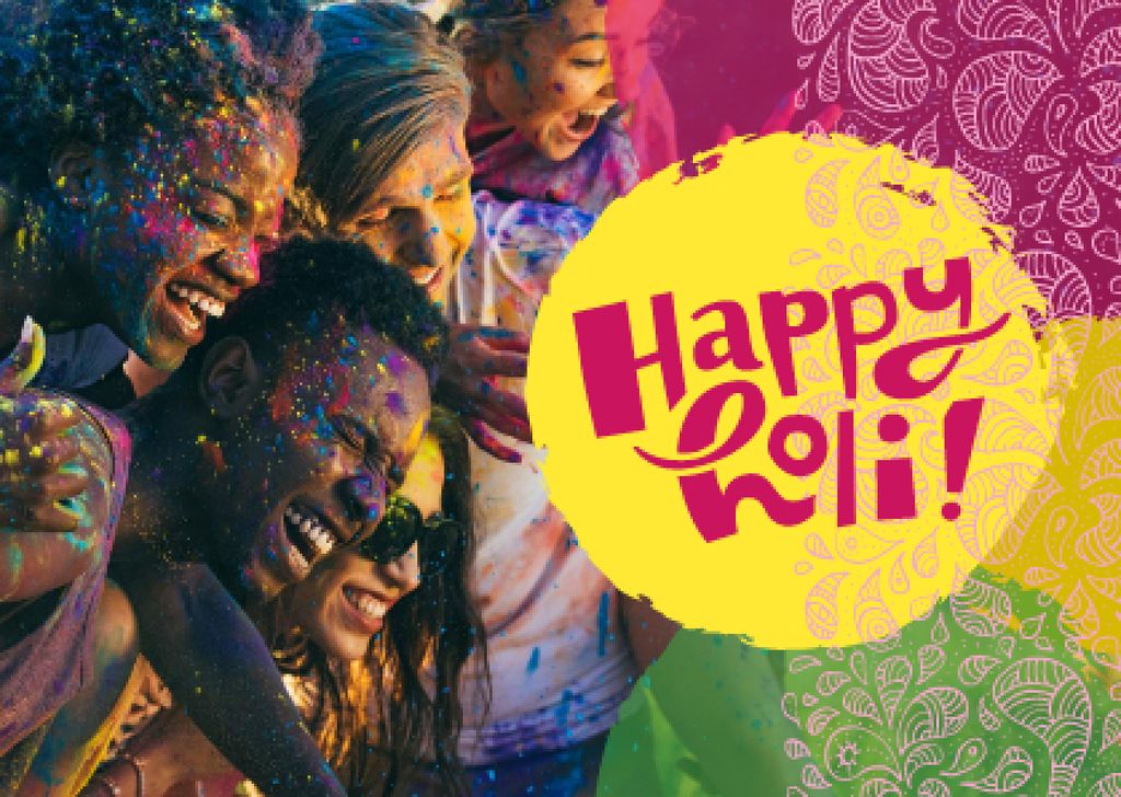 Indian Holi festival celebration Postcard Πρότυπο σχεδίασης