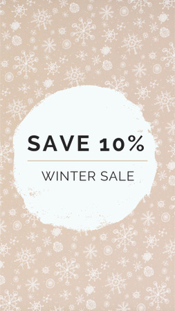 Designvorlage Winter Sale Announcement with Snowflakes für Instagram Story