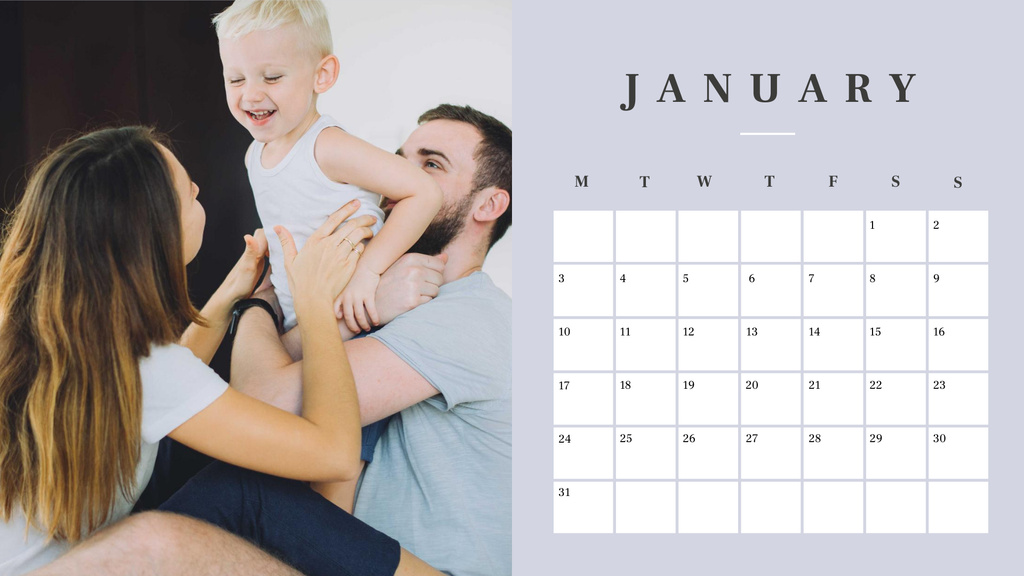 Happy Family playing with Son Calendar Modelo de Design