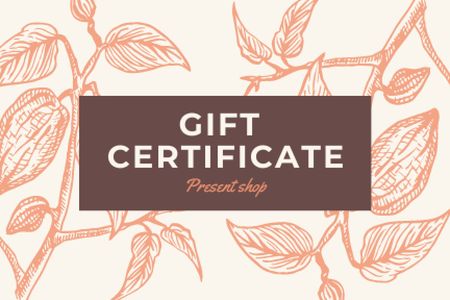 Gift Card with Tree Branches Illustration Gift Certificate Design Template