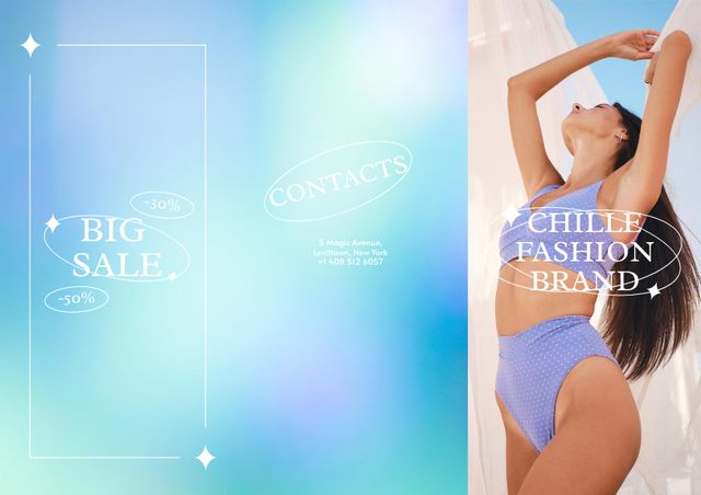 Fashion Sale Ad with Woman in Swimsuit Brochure Πρότυπο σχεδίασης