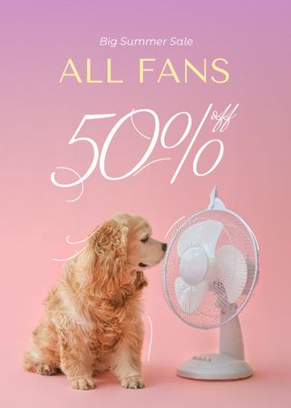 Plantilla de diseño de Fans Sale Offer with Cute Dog Flayer 