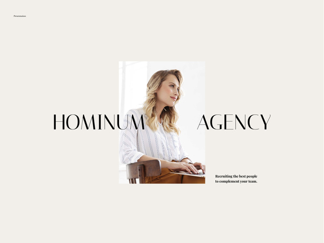 Platilla de diseño Recruiting Agency Services Offer with Successful Businesswoman Presentation