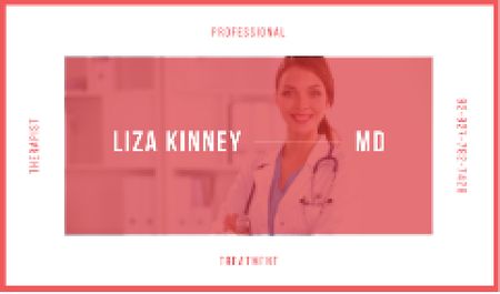 Confident doctor with stethoscope Business card Design Template