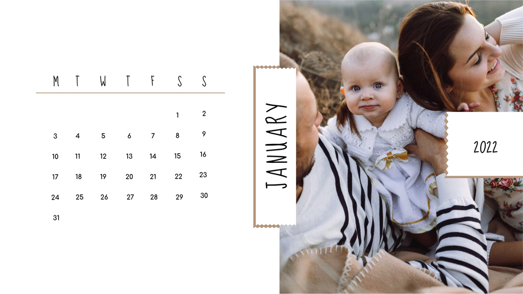 Family on a Walk with Baby Calendar Πρότυπο σχεδίασης