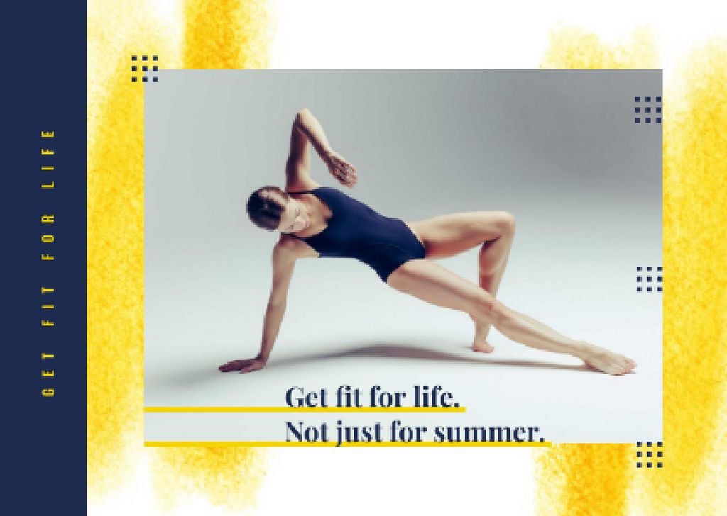 Sport Inspiration with Passionate Professional Dancer Postcard Design Template
