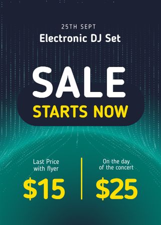 Electronic DJ Set Tickets Offer in Blue Flayer – шаблон для дизайну