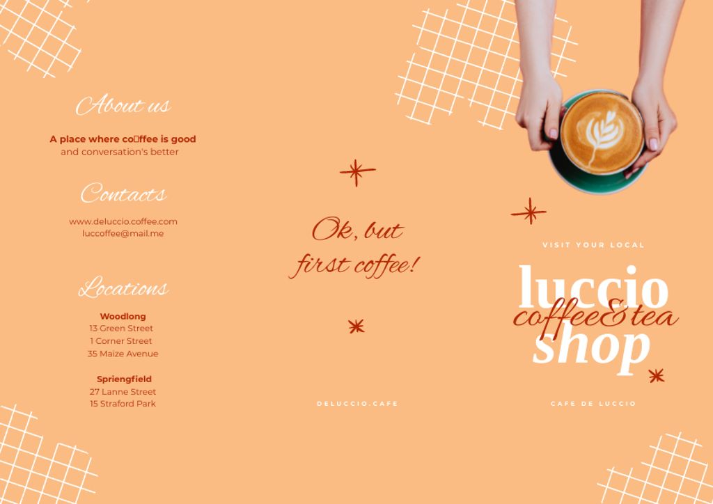 Coffee and Tea Shop Promotion Brochure Modelo de Design