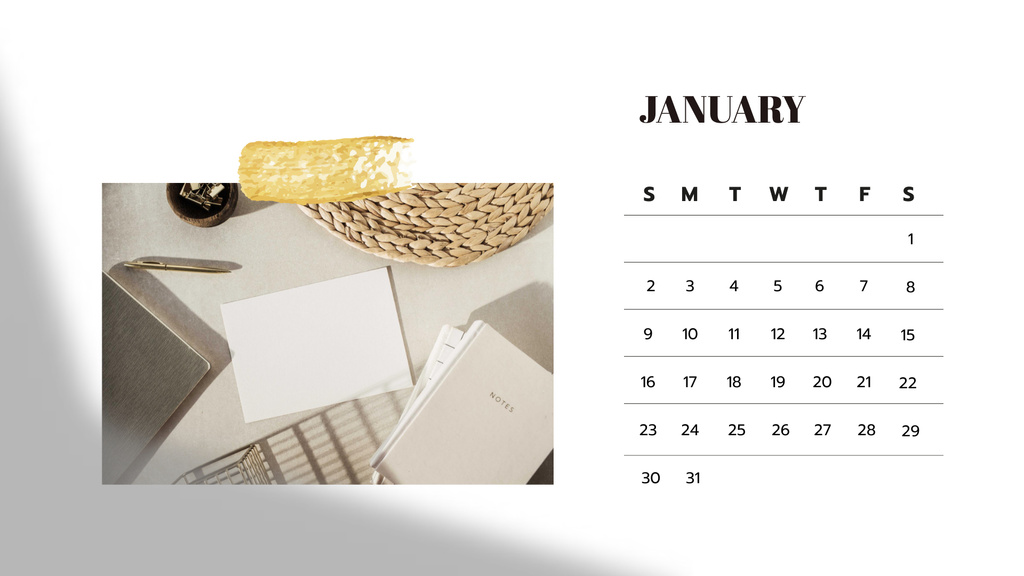 Stylish Business Workplace Calendar Πρότυπο σχεδίασης