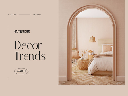 Decor Trends Ad with Cozy Bedroom Presentation Πρότυπο σχεδίασης
