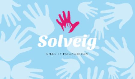 Charity Foundation Supporting with Hands Silhouettes Business card Modelo de Design