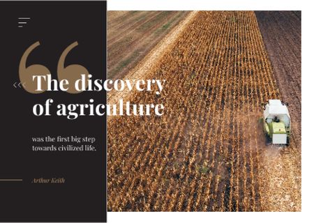 Plantilla de diseño de Tractor working in field with Quote Postcard 