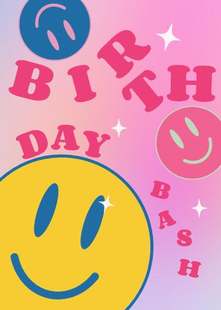 Birthday invitation with Smiley Flayerデザインテンプレート