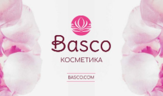 Cosmetics Ad with Pink Flower Petals Business card Tasarım Şablonu