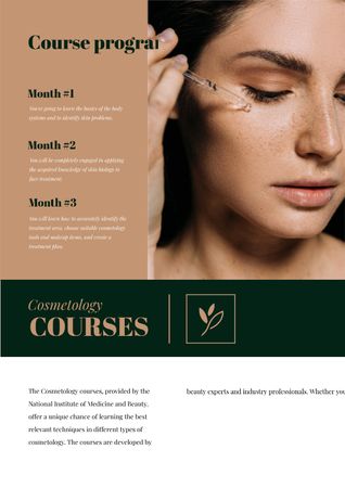 Cosmetology Courses Ad with Woman applying makeup Newsletter – шаблон для дизайну