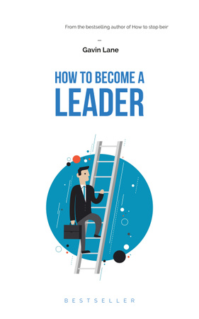 Ontwerpsjabloon van Book Cover van Businessman standing by ladder