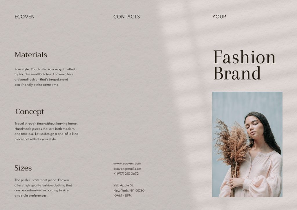 Fashion Brand Ad with Stylish Young Woman Brochure – шаблон для дизайну