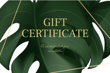 Gift Card with Monstera Leaf Illustration Gift Certificate Πρότυπο σχεδίασης