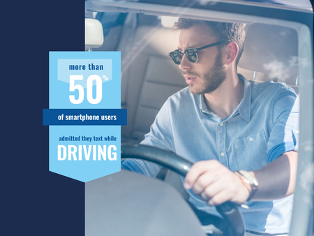 Modèle de visuel Texting While Driving Awareness Man in Car - Presentation
